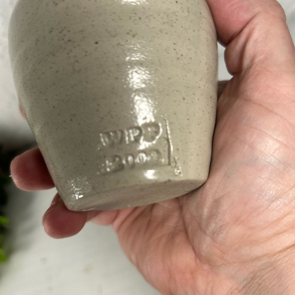 Williamsburg Salt Glazed mini Pitcher Stamped Dated Blue Leaf Salt Glazed Finish - Picture 3 of 14